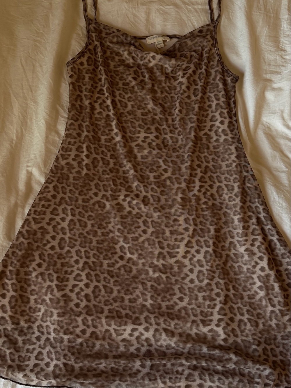 See You Monday Brown Leopard Print Slip Dress